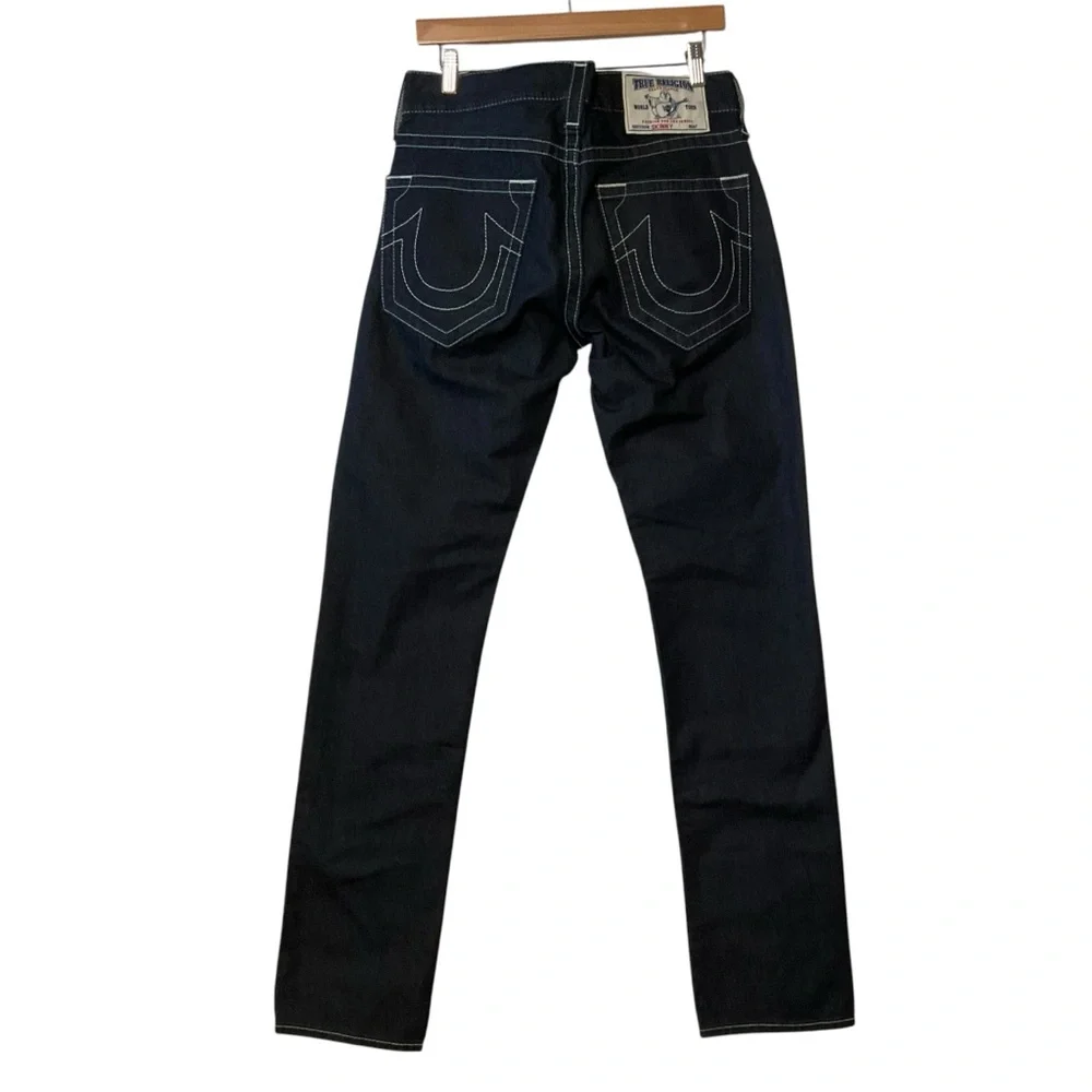 TRUE RELIGION sz 31 Men’s Skinny Jeans No Flap 5 Pocket Dark Wash